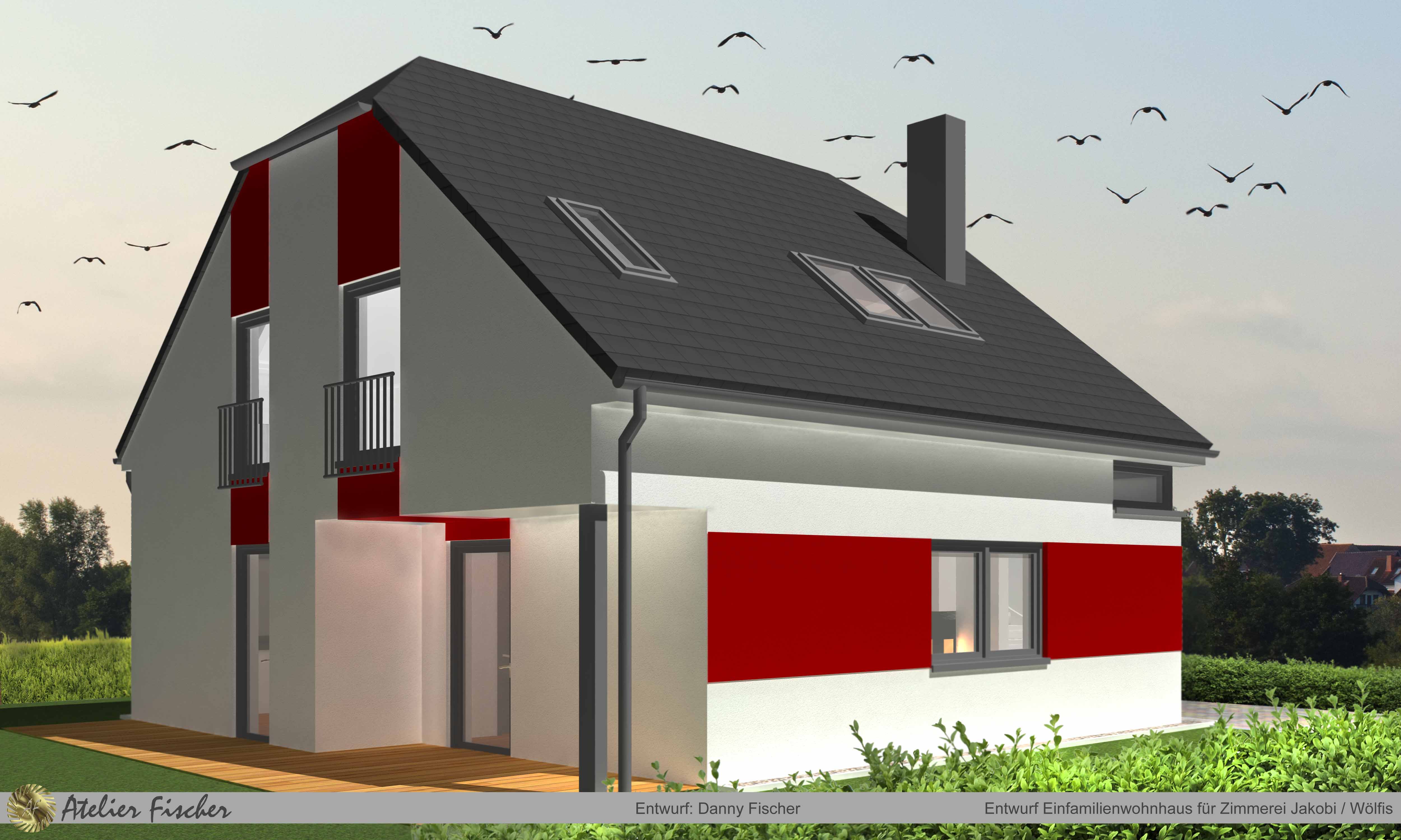 Einfamilienwohnhaus Entwurf Einfamilienwohnhaus für Zimmerei Jakobi / Wölfis