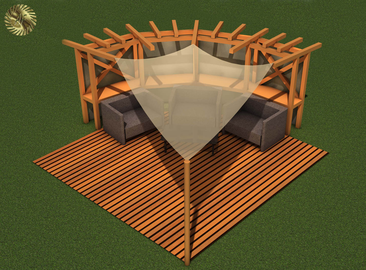 Außenanlagen Terrasse Planung einer Terrasse mit großer Pergola / Weimar