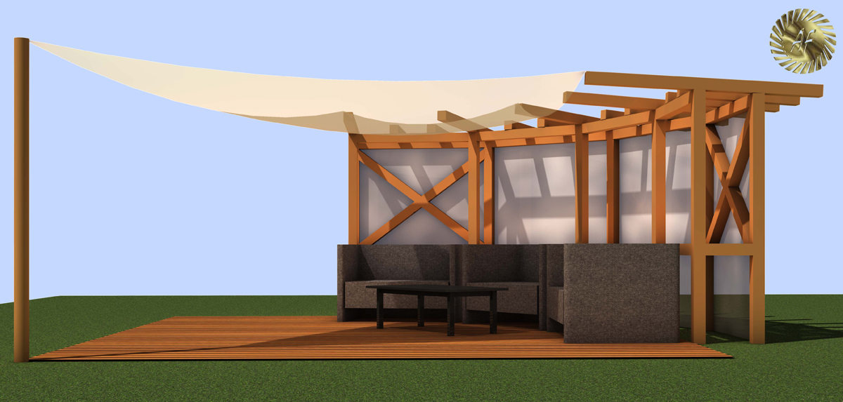 Außenanlagen Terrasse Planung einer Terrasse mit großer Pergola / Weimar